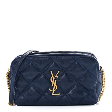 blue charron ysl|SAINT LAURENT Grained Lambskin Quilted Mini Becky Double .